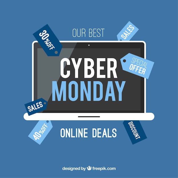 Free Vector cyber monday concept with laptop