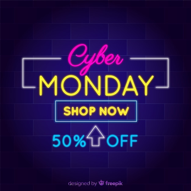 Cyber monday concept with neon background