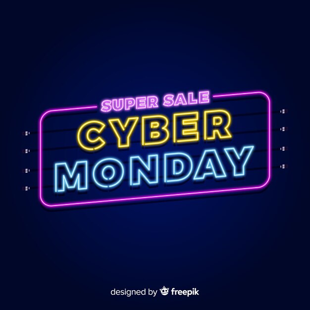 Cyber monday concept with neon background