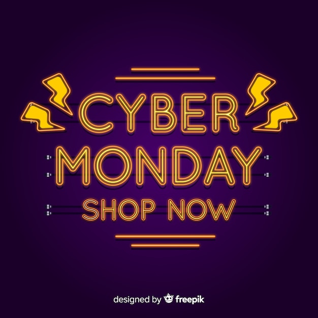 Cyber monday concept with neon background