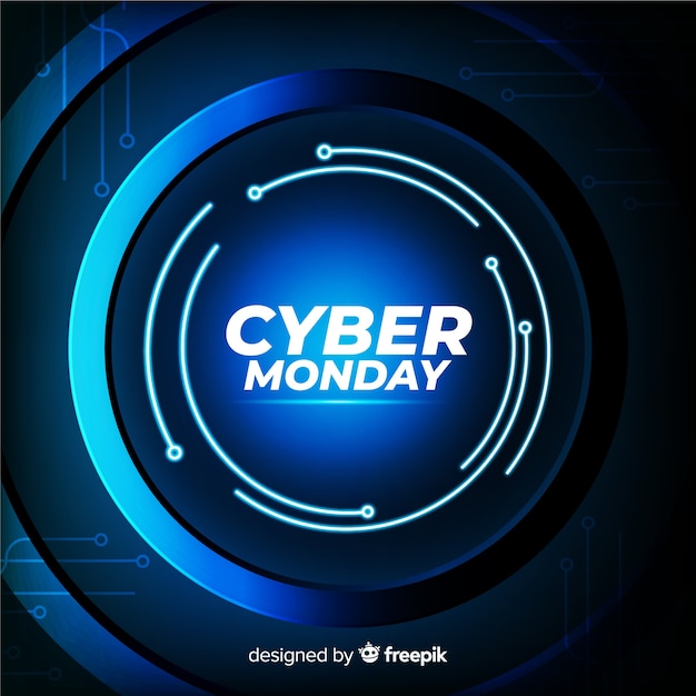 Cyber monday concept with realistic background