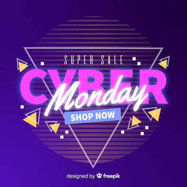 Free Vector cyber monday concept with retro futuristic design