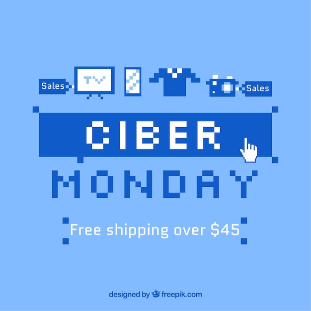 Cyber monday design in pixel style