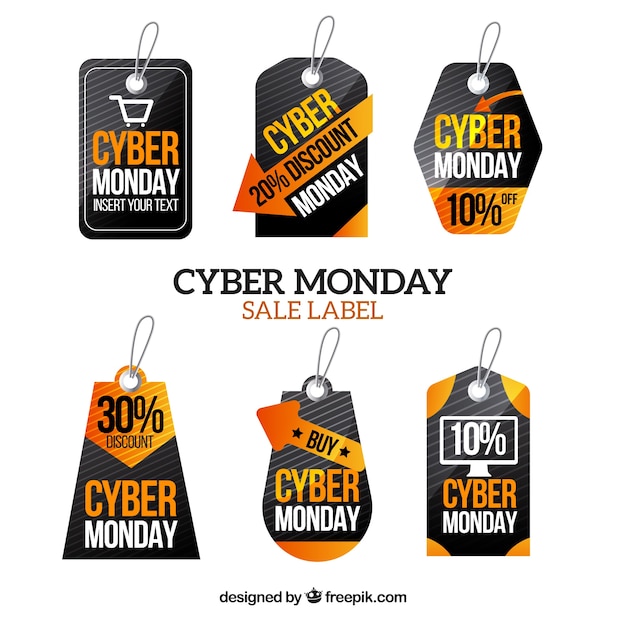 Free Vector cyber monday discount stickers set