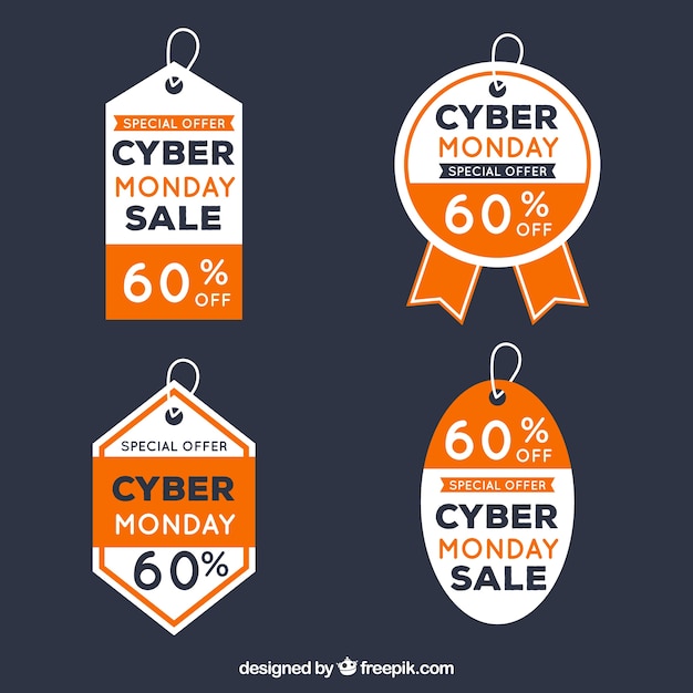 Free Vector cyber monday discount stickers set