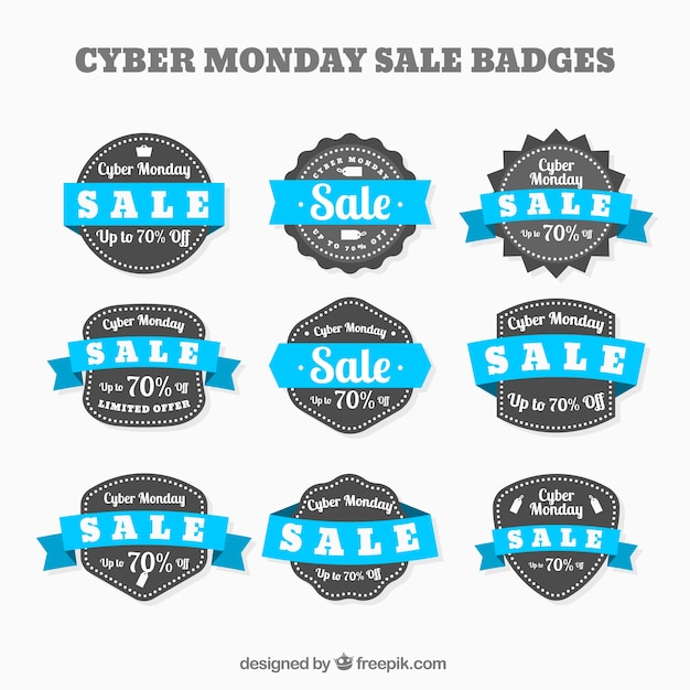 Free Vector cyber monday discount stickers set