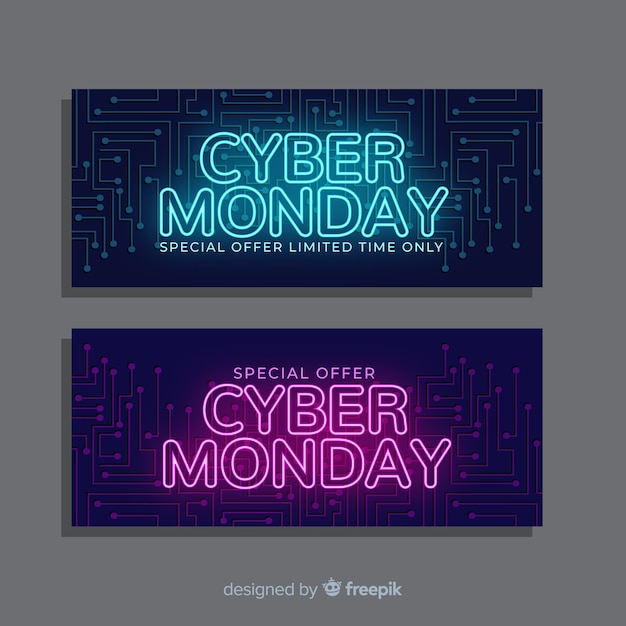 Cyber monday flyer banners in flat design