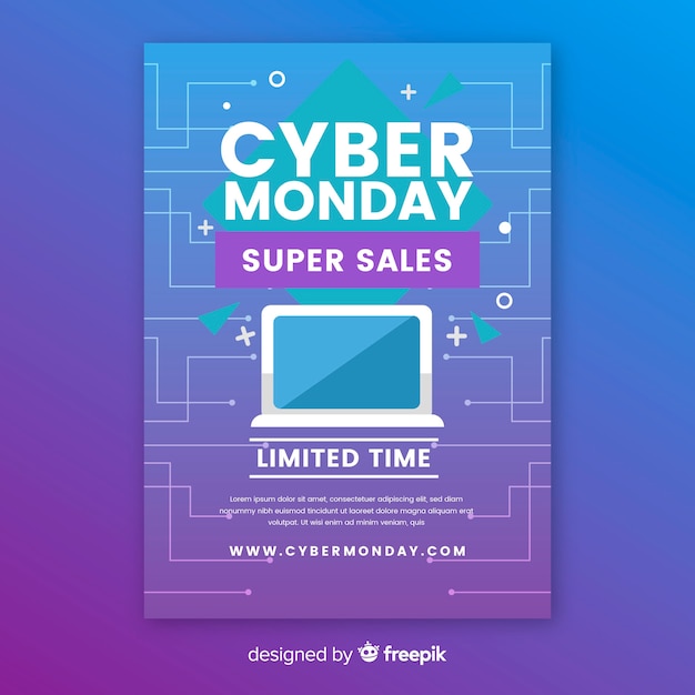 Cyber monday flyer template in flat design