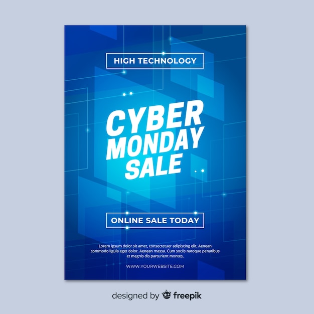 Cyber monday flyer template in flat design