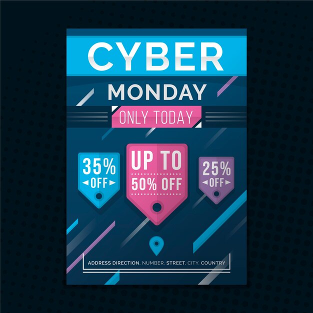 Cyber monday flyer template in flat design