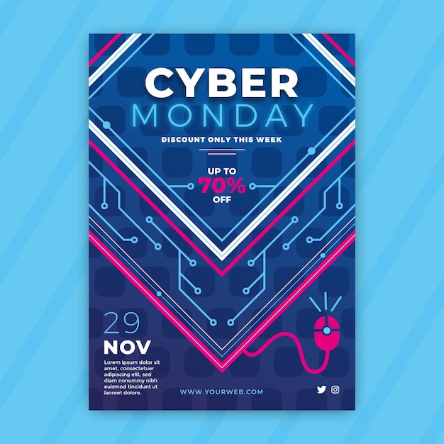 Free vector cyber monday flyer template in flat design