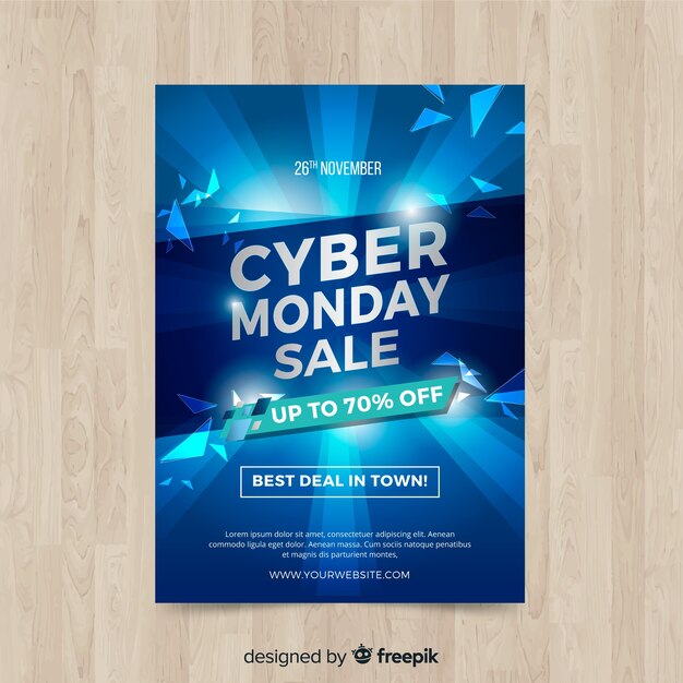 Cyber monday flyer template with realistic design