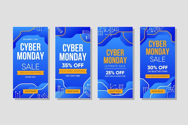 Free vector cyber monday instagram stories collection