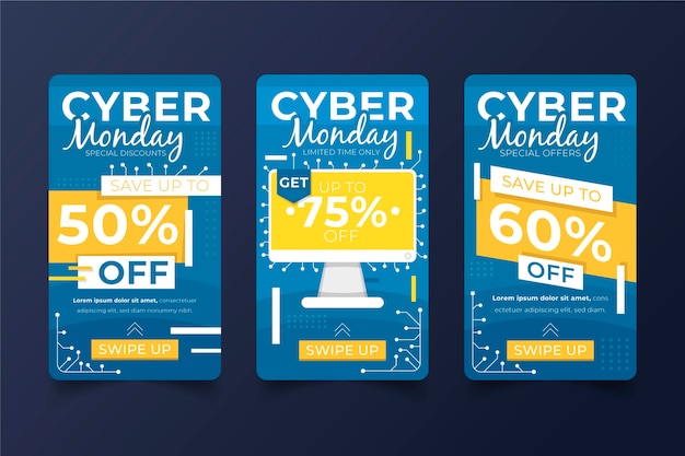 Free vector cyber monday instagram stories