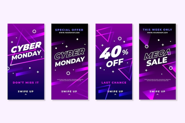 Free vector cyber monday instagram stories