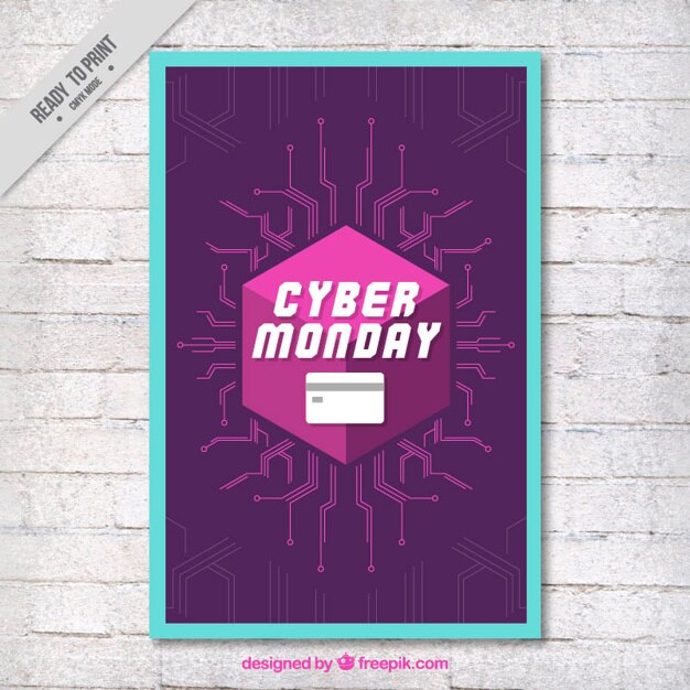 Free Vector cyber monday modern brochure with lines 