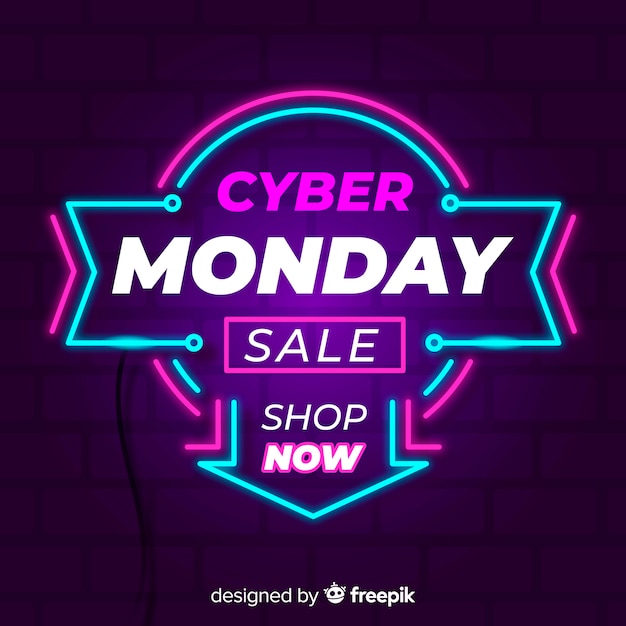 Cyber monday neon arrow background