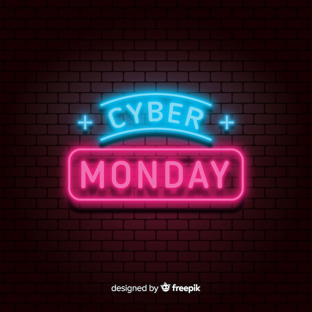 Cyber monday neon sale background