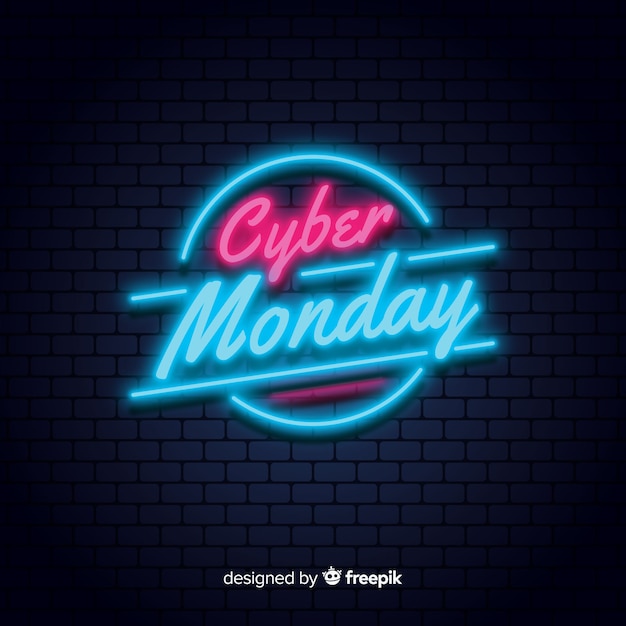 Cyber monday neon sale background