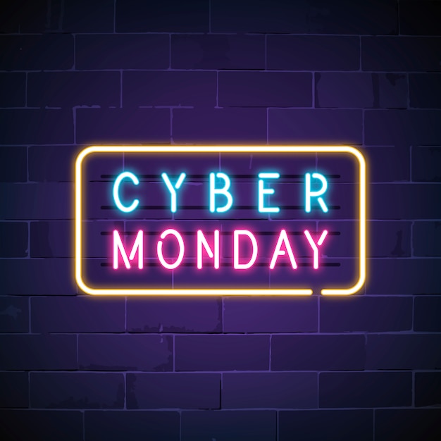 Free Vector cyber monday neon sign