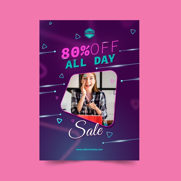 Cyber monday poster template with photo