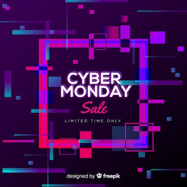 Free vector cyber monday sale background neon style