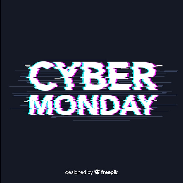 Cyber monday sale background with glitch effect