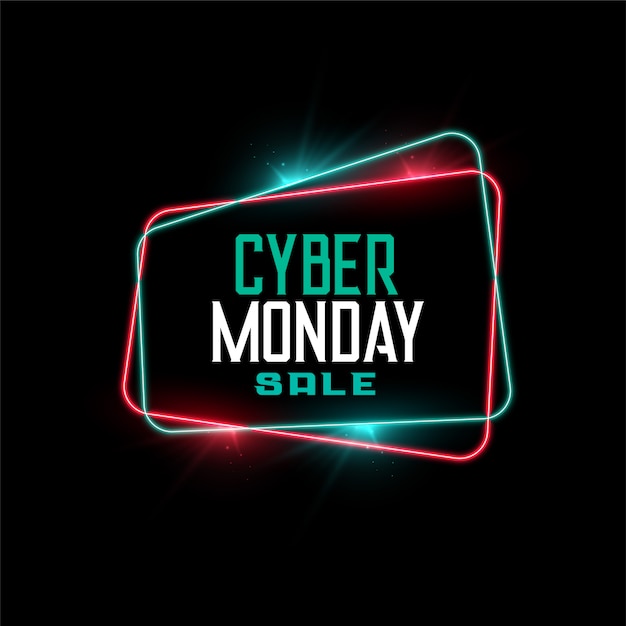 Free Vector cyber monday sale in neon frame style banner 