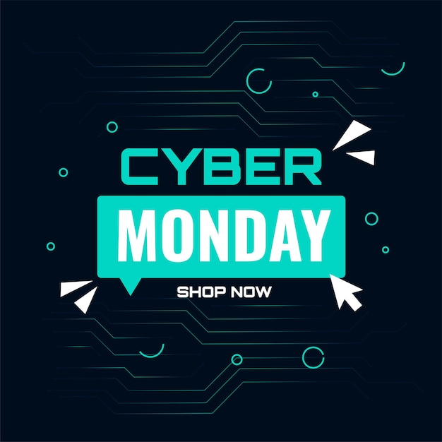 Cyber monday sale shop now tech background vector illustration