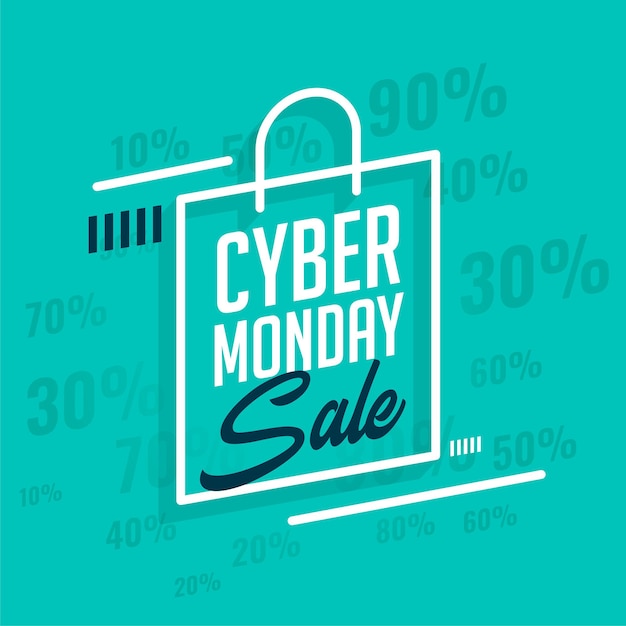 Cyber monday sale shopping bag with discount rate