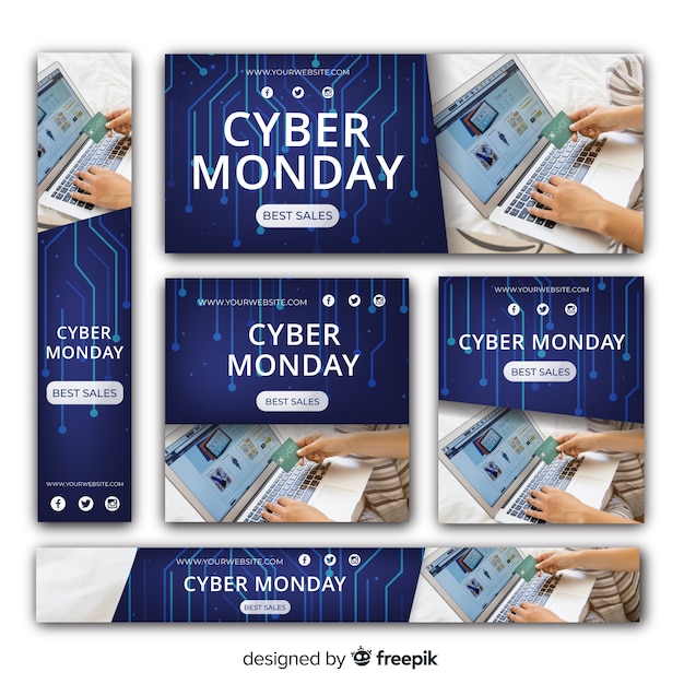 Cyber monday sale web banner collection