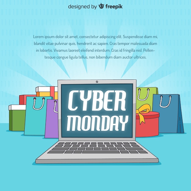 Free Vector cyber monday sales background with computer