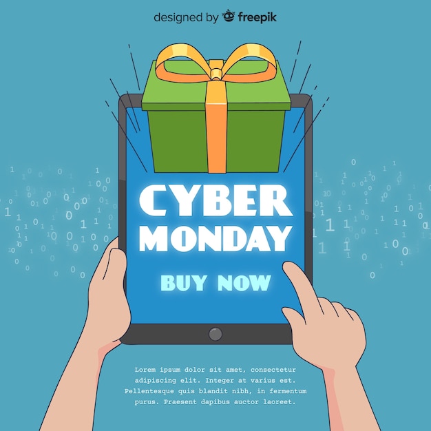 Cyber monday sales background with tablet