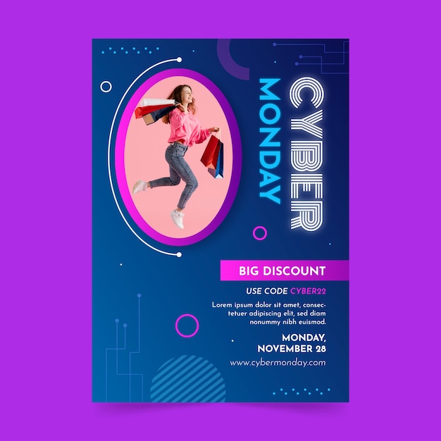 Free Vector cyber monday vertical poster template