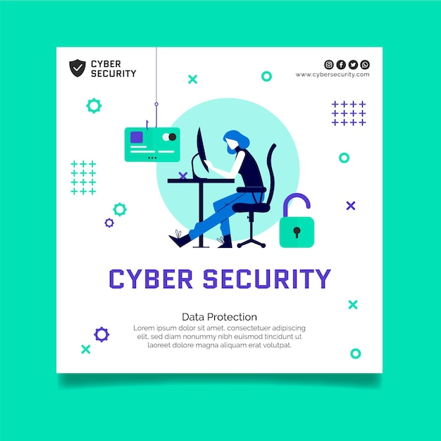 Cyber security flyer template