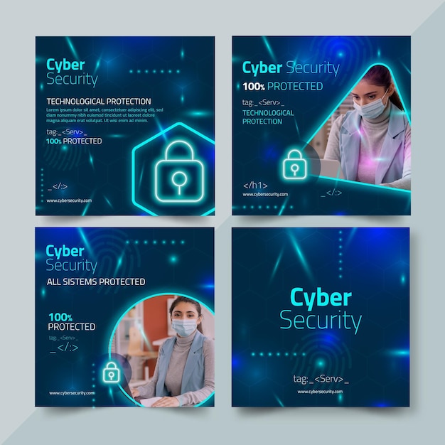 Free Vector cyber security instagram posts