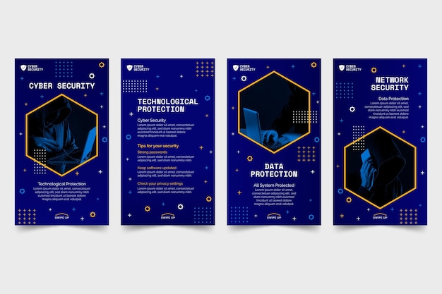 Free Vector cyber security instagram stories