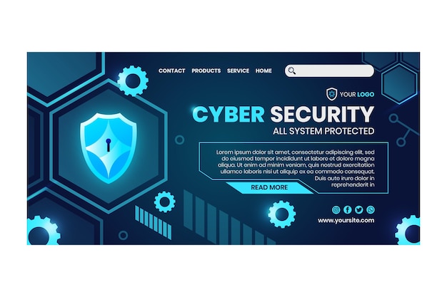 Free Vector cyber security landing page template