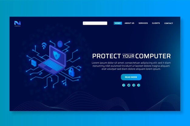 Cyber security landing page template