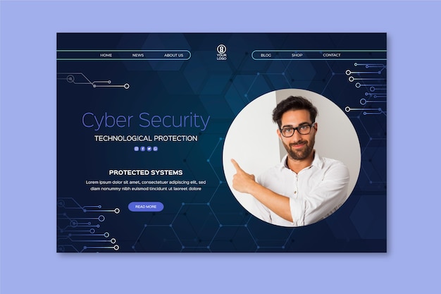 Free Vector cyber security landing page