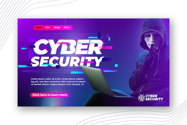 Free Vector cyber security landing page