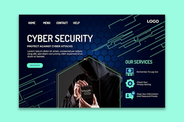 Free Vector cyber security landing page