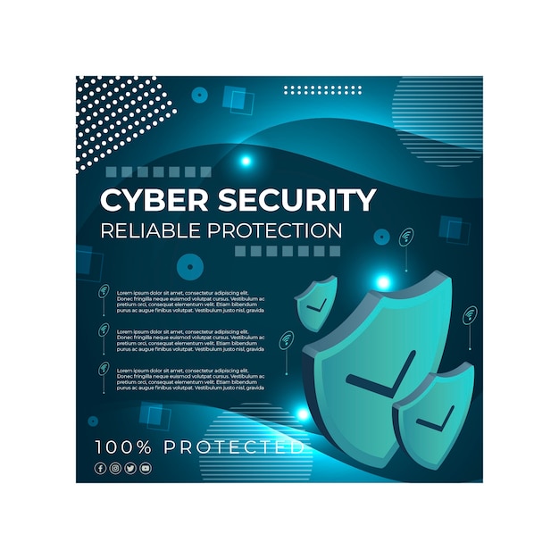 Free Vector cyber security square flyer template