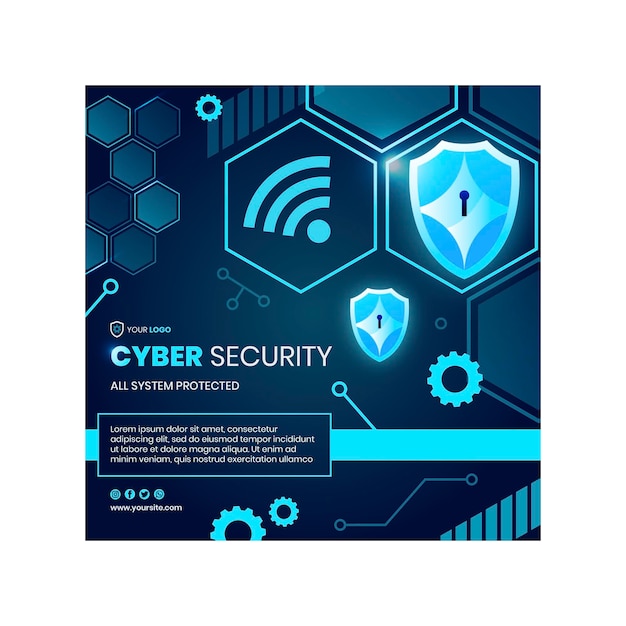 Free Vector cyber security square flyer template