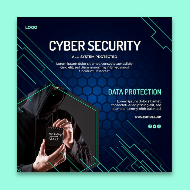 Cyber security squared flyer template