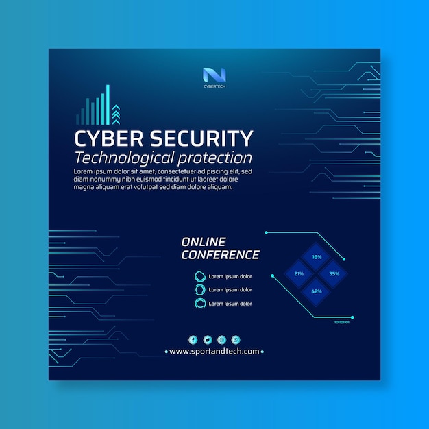 Free Vector cyber security squared flyer