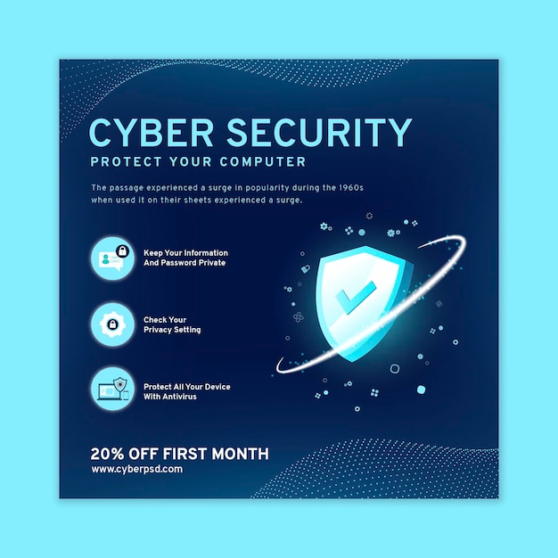 Free Vector cyber security squared flyer