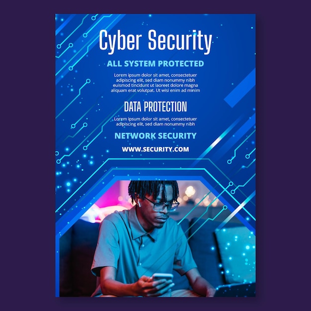 Free Vector cyber security vertical flyer template