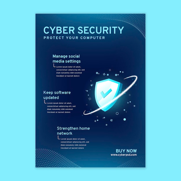 Free Vector cyber security  vertical flyer