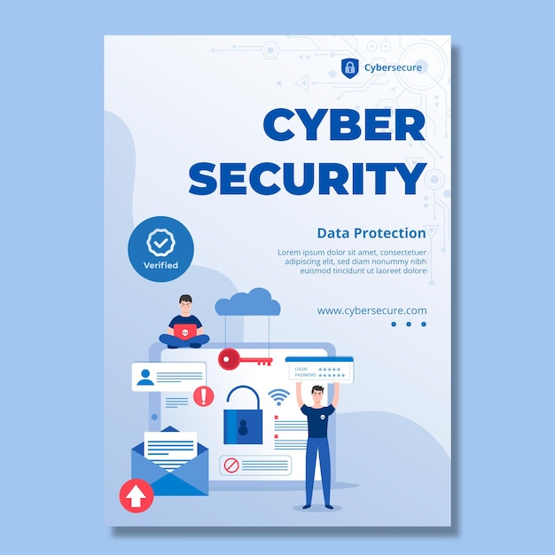 Free Vector cyber security vertical flyer